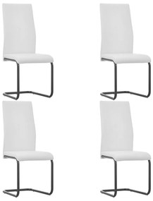 vidaXL Cadeiras de jantar cantilever 4 pcs couro artificial branco