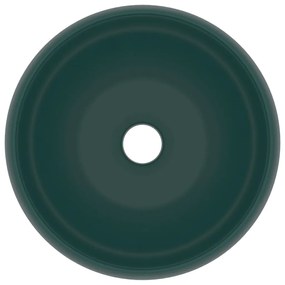 Lavatório luxuoso redondo 40x15cm cerâmica verde-escuro mate