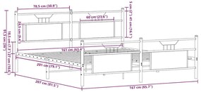 Estrutura de cama sem colchão 160x200 cm metal carvalho fumado