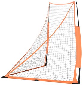 Rede basebol portátil 183x182x183cm aço/poliéster laranja/preto