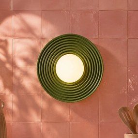Plafon Retrô Verde com Vidro Opalino - Lila