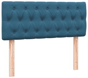 Cama com molas/colchão 120x210 cm veludo azul-escuro