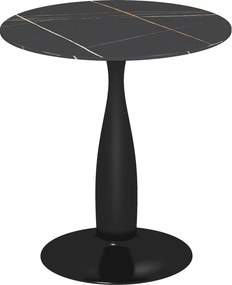 HOMCOM Mesa de jantar redonda, aço com acabamento em pó, MDF com melamina, pés antiderrapantes, 70 x 74 cm, Preto | Aosom Portugal
