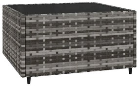 4 pcs conjunto lounge de jardim c/ almofadões vime PE cinzento