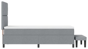 Cama Box Spring com Colchão e Banco Cinza Claro 80x200 cm Tecido