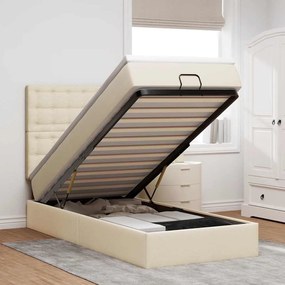 vidaXL Estrutura de cama otomana com creme de colchão 90x190cm tecido