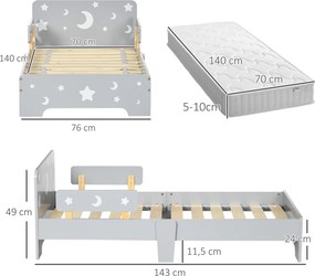 Cama para crianças dos 3 aos 6 anos 143 x 76 x 49 cm (COLCHÃO NÃO INCLUIDO), com design de estrelas e lua, base de ripas incluída, para quartos modern