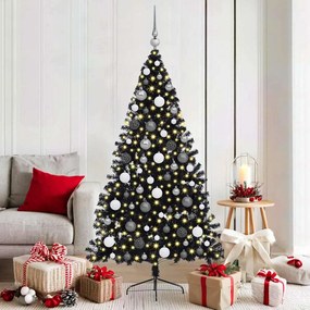 vidaXL Árvore de Natal Artificial Pré-iluminada Preto 180 cm PVC