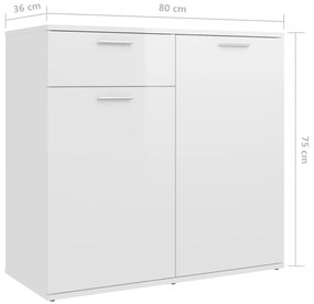 Aparador 160x36x75 cm contraplacado branco brilhante