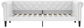 Sofá-cama com colchão 90x200 cm couro artificial branco