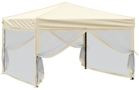 Tenda para festas dobrável com paredes laterais 3x3 m creme