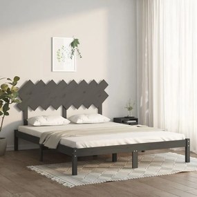 Estrutura de cama 160x200 cm cinzento madeira maciça