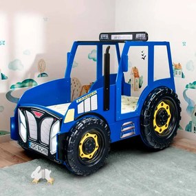 Cama para criança trator 204 x 111 x 145 cm, Com Luzes LED, Oferta colchão e estrado, capacidade de 100 kg, Azul