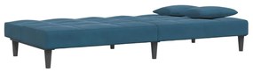 Sofá-cama 2 lugares c/ apoio de pés veludo azul
