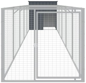 Casota p/ cães c/ parque 110x609x110 cm aço galvaniz. antracite