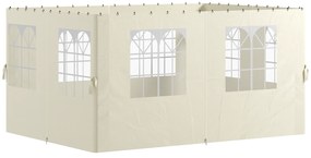 4 Paredes Laterais para Tenda 3x4 m (Não incluida) Laterais de Tenda com Ganchos 8 Janelas e Proteção UV Creme