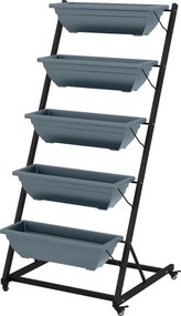 Outsunny Escada para plantas, escada de flores, estante para plantas, empilhável, resistente às intempéries, 65 x 67 x 145 cm, Cinza + Preto | Aosom Portugal
