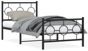 vidaXL Estrutura de cama com cabeceira e pés 90x190 cm metal preto