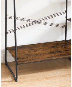 Cabide Guarda Roupa com prateleiras e ganchos 45 x 120 x 160 cm Castanho Vintage e Preto