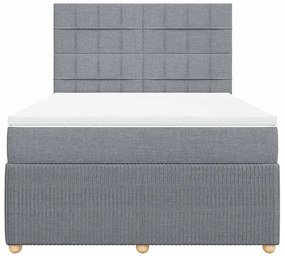 Cama com molas/colchão 140x200 cm tecido cinzento-claro