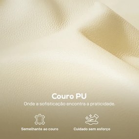 Poltrona Sala de Estar Estofada em Couro Sintético Poltrona Relax Moderna com Assento Largo Acolchoado Espesso 80x81x90 cm Bege