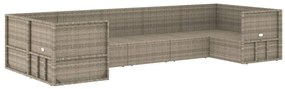 7 pcs conjunto lounge de jardim c/ almofadões vime PE cinzento