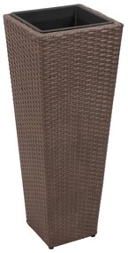 Floreiras de jardim altas 3 pcs vime PE castanho
