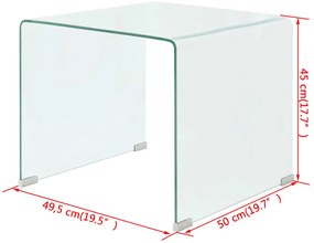 Mesa de centro em vidro temperado 49,5x50x45 cm transparente