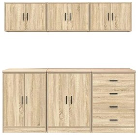 Armários de garagem 6 pcs derivados de madeira carvalho sonoma