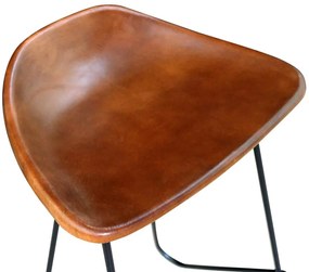 Cadeiras de bar 6 pcs couro genuíno castanho