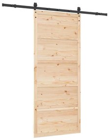 Porta Deslizante Castanho 80 x 208 cm Madeira de pinho maciça
