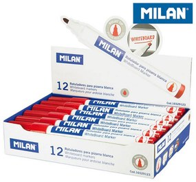 Marcadores Milan Ardósia Branca 12 Unidades Vermelho Pvc