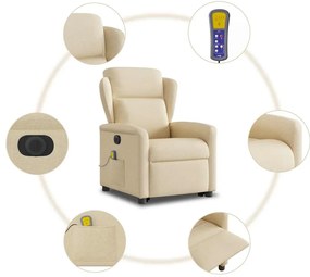 Poltrona elétrica elevatória massagens tecido creme