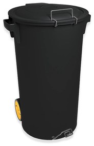 Contentor Lixo com Pedal E Rodas Preto 80l 48X50X80cm