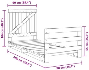 Estrutura de cama com cabeceira 90x200 cm pinho maciço