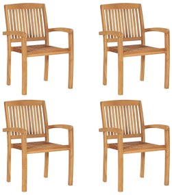 Cadeiras de jardim empiháveis c/ almofadões 4 pcs teca maciça