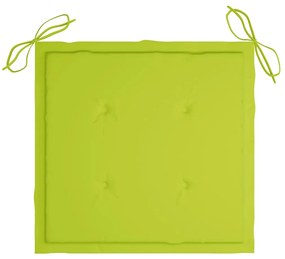 3 pcs conj. jantar dobrável exterior c/ almofadão teca maciça