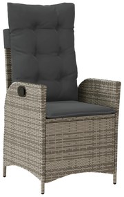 Conjunto de Jantar de Jardim com 9 Peças e Almofadas Cinza Rattan Poli