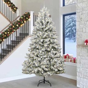 vidaXL Árvore de Natal Artificial Verde e Branco 300 cm PVC e Metal