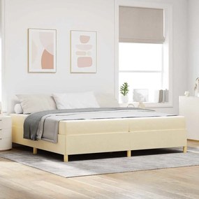 vidaXL Cama Box com colchão Branco e Creme 200 x 200 cm tecido