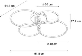 Candeeiro de teto preto com LED regulável em 3 etapas e 4 luzes - Joaniqa Moderno