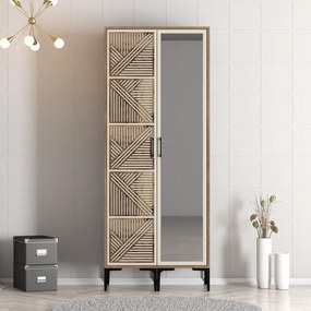 Roupeiro Kumsal PR – Nogueira e Creme – 80x47,5x201,4 cm