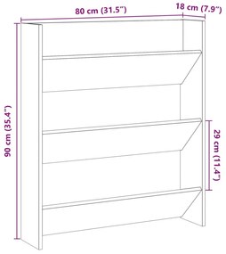 Sapateira de parede 80x18x90 cm derivados madeira madeira velha