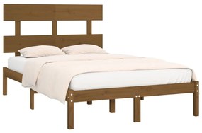 Estrutura de cama 200x200 cm madeira maciça castanho mel