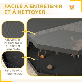 Parque para cães com 8 painéis dobráveis 61 cm (L) x 61 cm (A) e porta para cachorros, em aço preto