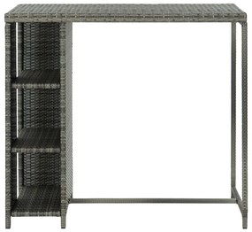 Mesa de bar com prateleiras 120x60x110 cm vime PE cinzento