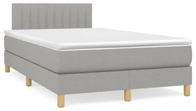 vidaXL Cama boxspring com colchão 120x190 cm tecido cinzento-claro