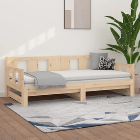 820292 vidaXL Sofá-cama de puxar pinho maciço 2x(90x190) cm