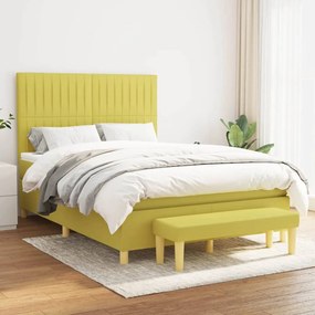 vidaXL Cama com molas/colchão 140x200 cm tecido verde-claro