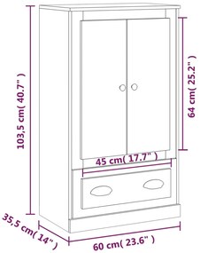 Armário alto derivados madeira 60x35,5x103,5cm branco brilhante